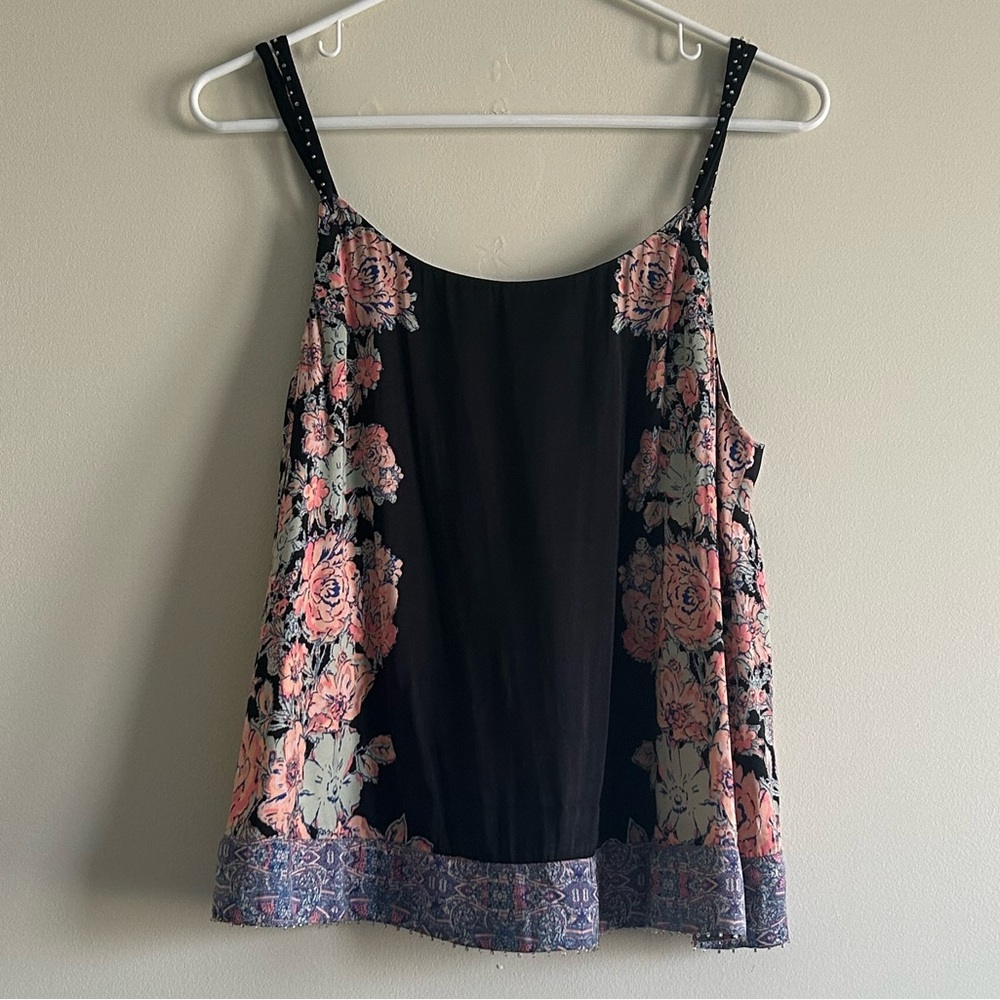 Free People Floral Trim Tank Top